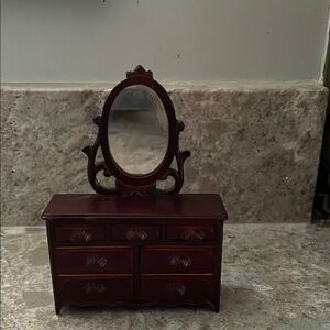 Victorian Miniature Dollhouse Dresser with Mirror